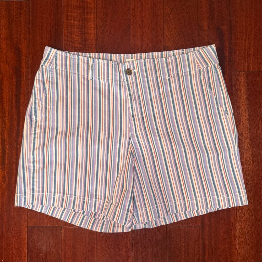 The Gap - Size 12 TALL Multi Stripe Khaki Shorts - 31L Nearly New - Chino 5"